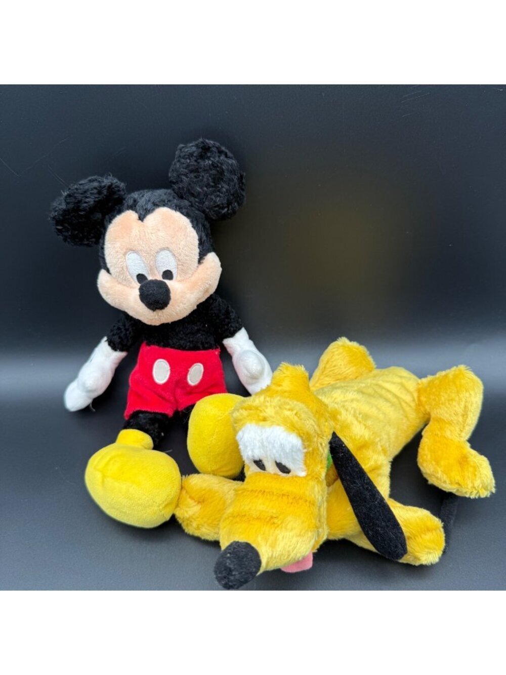 Vintage Disney World Land Plush Lot of 2 Mickey Pluto Stuffed Animal Toy